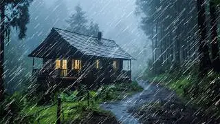 Rain Sounds for Stress Relief & Sleep &ndash; Heavy Night Rain with Intense Thunder in Misty Forest