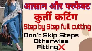 👌✨Readymade style kurti cutting  and stitching | kurti neck design cutting | designer kurti 