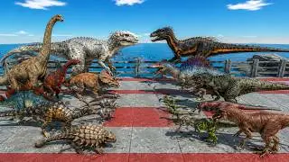 Indominus Rex vs Indoraptor | Ultimate Bridge Showdown – Animal Revolt Battle Simulator