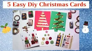 5 Super Easy Christmas Cards to Make With Very Few Materials !