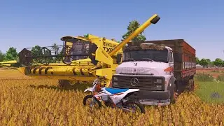 COLHENDO SOJA para o vizinho - PA&Ccedil;OCA na colheitadeira TC62 - Farming Simulator 25