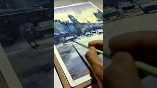 WATERCOLOUR CITYSCAPE PAINTING//COMPOSITION ART//JOSEPH ZBUKVIC WATERCOLOR PAINTING DEMO BY ME