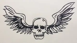 How to draw skull with wings