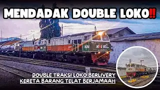 TRAKSI GANDA SPESIAL, KERETA TELAT BERJAMAAH | Hunting Double Traksi Kereta Api Di Stasiun Singosari
