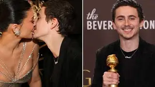 Timoth&eacute;e Chalamet Kisses Kylie Jenner as His Name Is Engraved on His Golden Globe for Marty Supreme