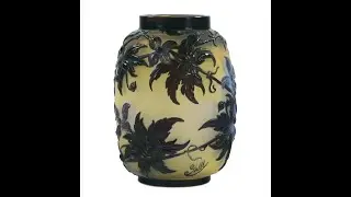 Art Nouveau. Vases Galle. Antique Emile Galle acid engraved glass vases DISCOUNTS ON SALE