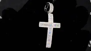 BLING BLING Baguette Channel Cross Iced Out Moissanite Pendant | .925 Sterling Silver