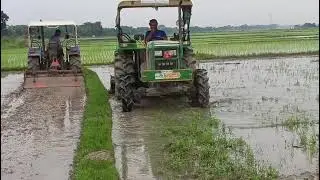 New Holland 3600_2 excel 4wd #tractor with soktiman rotavator in paddy farming full performance