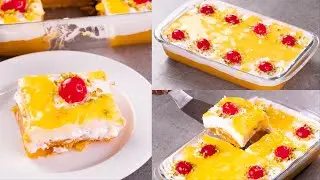 ORANGE CUSTARD SLICE DESSERT | NO BAKE BISCUIT CAKE RECIPE | EGGLESS DESSERT | N'Oven