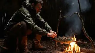 Building a Secret Rock Shelter by the Lake | Cinematic Forest Survival ASMR