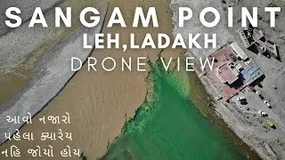 Drone view of Sangam Point Leh,Ladakh | confluence of Zanskar & indus River