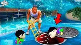 Shinchan and Franklin Escape Tsunami and Hide in Secret Hidden Bunker in GTA 5