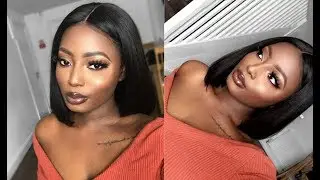 EASY AF MAKEUP LOOK FOR BROWN SKIN | HOW TO INSTALL A LACE FRONT WIG FOR BEGINNERS FT EVA WIGS