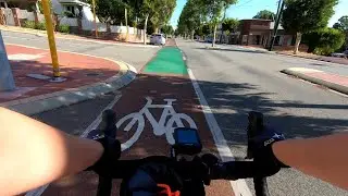Leederville cycling on Oxford Street to Mitchell FWY PSP (aka cycle highway) | Western Australia