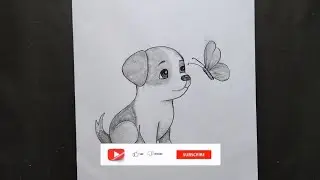How to Draw a Cute Puppy with a Butterfly | Easy Pencil Sketch Tutorial