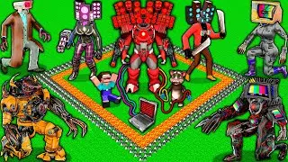 SURVIVAL BASE of SPEAKER MAN TITAN BOSS vs SKIBIDI TOILET ZOMBIE and TV WOMAN in MINECRAFT animation