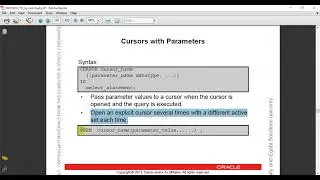 Oracle Database 12c/19c: PL/SQL - 20. Using cursors with parameters
