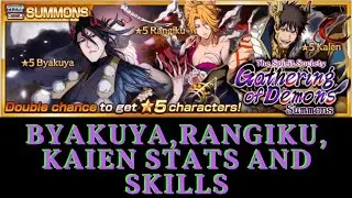 BLEACH BRAVE SOULS SPIRIT SOCIETY BYAKUYA,RANGIKU,KAIEN AND STATS AND SKILLS
