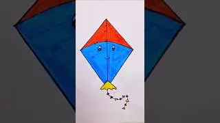 how to draw kite 🪁 || easy kite drawing for kids #shorts #patang #kite #drawing