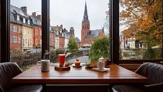 Rainy Autumn🌧️🍁Cozy Autumn Coffee Shop Ambience | Rain Sounds & Distance Thunder for Sleep & Focus