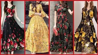 Designer Floral Print Chiffon Long Maxi Dresses 2019//Long Frocks Style Ideas