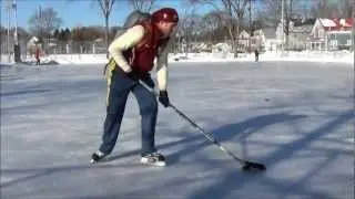 Playing ice hockey at an outdoor rink in Fredericton, New Brunswick | Hockey in Canada