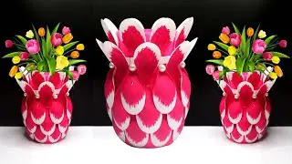 Ide Kreatif Vas Bunga Cantik dari Sendok Plastik | Plastic spoon flower vase