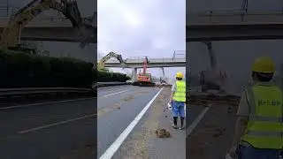 Reinforced concrete overpass bridge demolition process