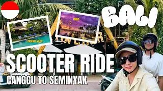 Renting a Scooter in Bali??! | Driving from Canggu to Seminyak + Finns Beach Club | INDONESIA 🇮🇩