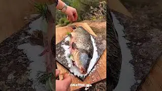 🔥Peaceful Mountaintop Cooking: Fresh Fish 🐟✨ #shorts