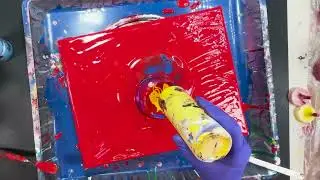 Red and Blue Acrylic Pour Painting | Fluid Art Tutorial with Arteza Paints 🌈🎨