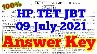 HP JBT TET June 2021 Answer Key | HP TET JBT June 2021 Fully Solved Question Paper | HPBOSE JBT TET