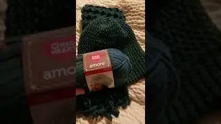 FO. Red Heart Amore scarf & hat set.