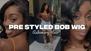 Pre STYLED Beginner Wig 3 Min Install | No GLUE Bodywave Bob Wig @AshimaryHair #wiginstall #bobwig 