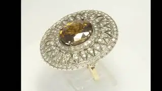 Estate VS Diamond Zircon Medallion Halo Ring YG Sterling 13.2CT Size 9 1/2 - 29478