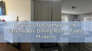 Review STHOUYN 63&rdquo;-79&rdquo; Extendable Dining Room Table, Modern Farmhouse Wooden Kitchen Table, Long Exp