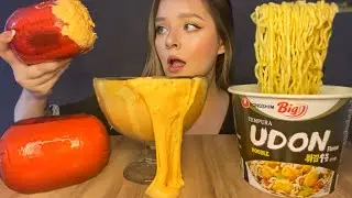 MORTADELA GIGANTE COM MOLHO DE QUEIJO E MIOJO DA COREIA UDON MUKBANG BRASIL