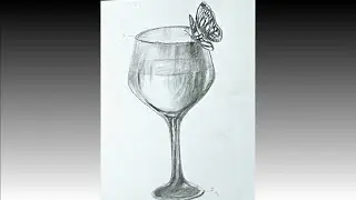 Easy pencil drawing | wine glass drawing with pencil | object drawing with pencil step by step