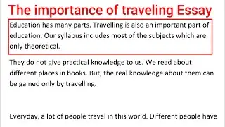 Importance of traveling essay in english || write essay on importance of traveling in english