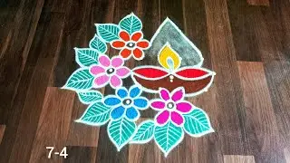 7-4 தை மாத கோலங்கள்|| simple dot kolam designs for beginners. Appartment kolam. Rangoli @Artsofnila