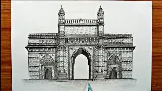 How to draw gateway of India easy and step by step | gateway of India pencil sketch drawing