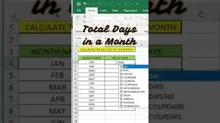 Total Days in a Month #Excel #Shorts
