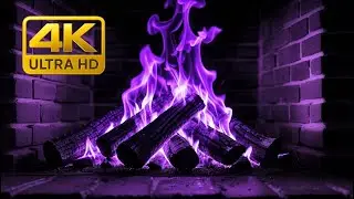 Ethereal Purple Flames &ndash; Soothing Fireplace Ambience with Violet Glow for Deep Night Relaxation