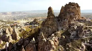 Göreme national park and cave churches of Cappadocia, Turkey 4K Drone footage