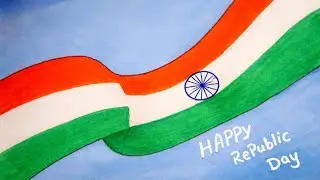 Easy Republic Day Drawing | Indian Flag Drawing with Ashoka Chakra | 26 January Drawing
