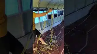 Removing Bus Wires // School Bus Tiny House Build #Shorts
