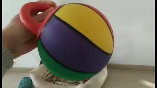 Ballon sauteur de Basket multicolore avec poign&eacute;e Bubimex Zoomalia