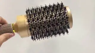 Boar Bristles Round Hair Brush, Nano Ceramic Ionic Tech, Anti-Static, for Blow Drying & Styling
