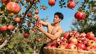 Autumn's Rustic Joy: Catching Fish And Crabs In The River, Picking Pomegranates From Trees