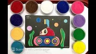 Coloured Sand Painting Kids Submarine | Tàu ngầm trẻ em vẽ tranh cát màu| Sand Art Maker Channel